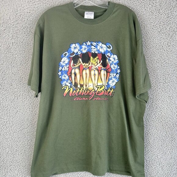 Vintage Nothing Butt Aloha Hawaii T-Shirt Size Large Bikini Girls Graphic Tee - Picture 1 of 5